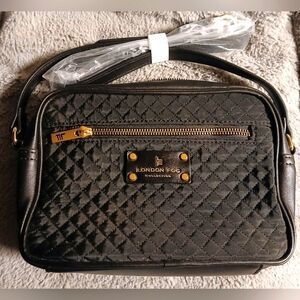 NWOT London Fog Vegan/Faux Leather And Quilted Polyester Fabric Crossbody Bag